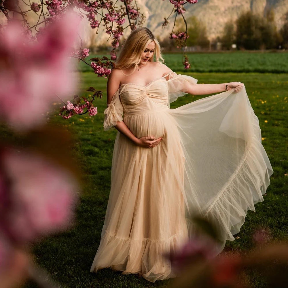 Maternity Elegant Two Piece Sling Chiffon Set Gown