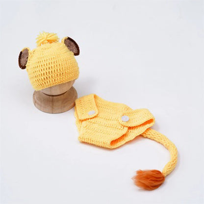 Lion Baby Costume Crochet Hat Diaper Cover Tail Newborn Studio