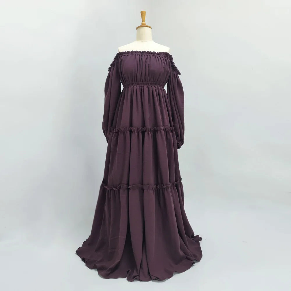 Bohemian Photo Shooting Pregnancy Dress Soft Comfortable Pure Cotton Off Shoulder Dress Maternity Dresses For Baby Showers