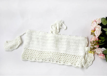 Maternity Knitted Bra Linen Cotton Three-layer Lace Boho Style Dress Two-piece Set