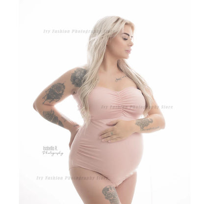 Maternity Strapless Stretchy Bodysuit Jumpsuit