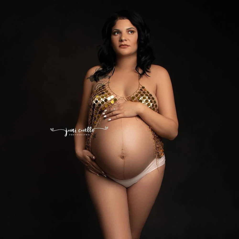 Maternity Sequins Suspender Top