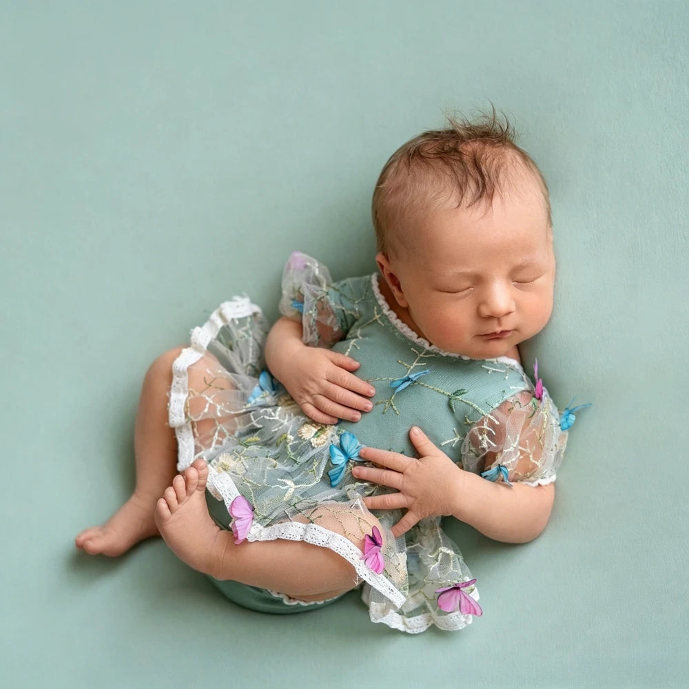 Lace Romper Dress Baby Girl Studio Princess Tulle Gown Embroidery