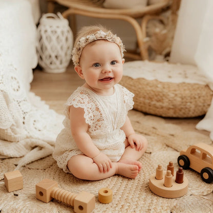 Baby Girl Boho White Lace Romper