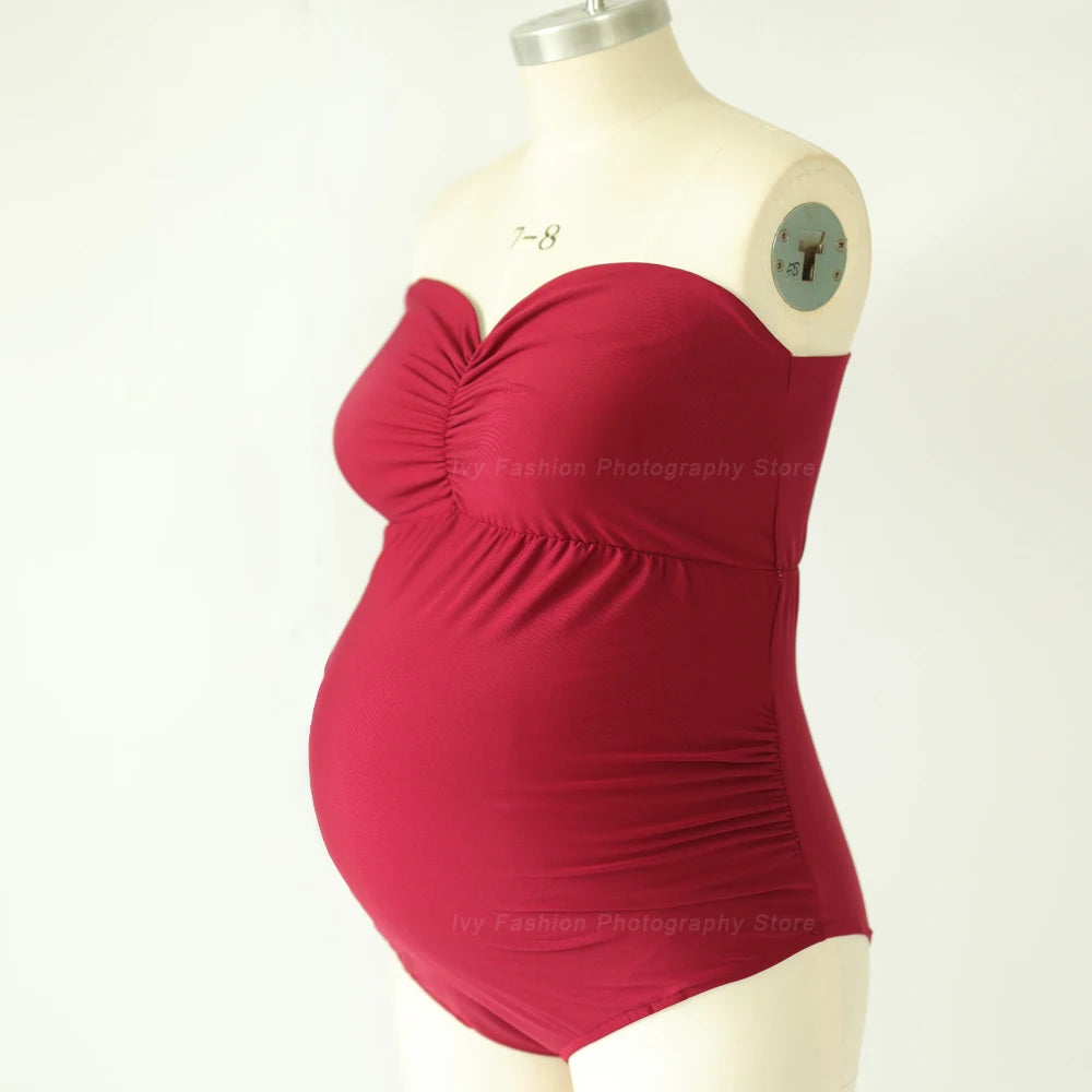 Maternity Strapless Stretchy Bodysuit Jumpsuit