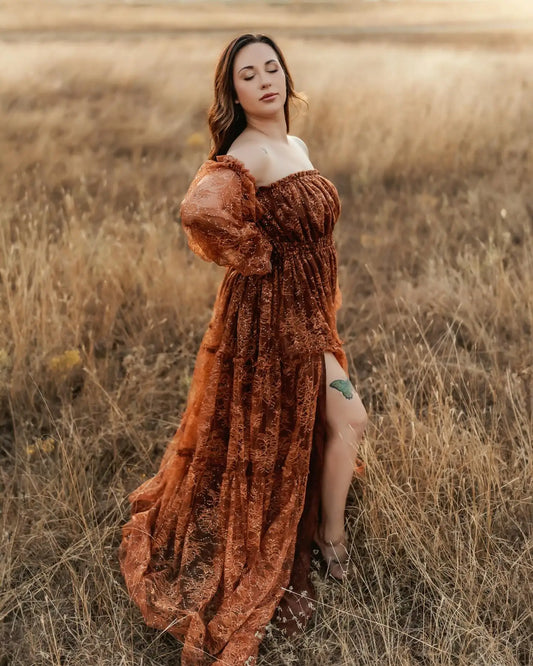 Maternity Dresses For Baby Show Lace Women Photography Outfit Dress Off Shoulder Dress Boho Pregnancy Photo Shoot