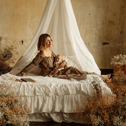 Maternity Comfortable Linen Cotton One Shoulder Two-piece Set Bohemian