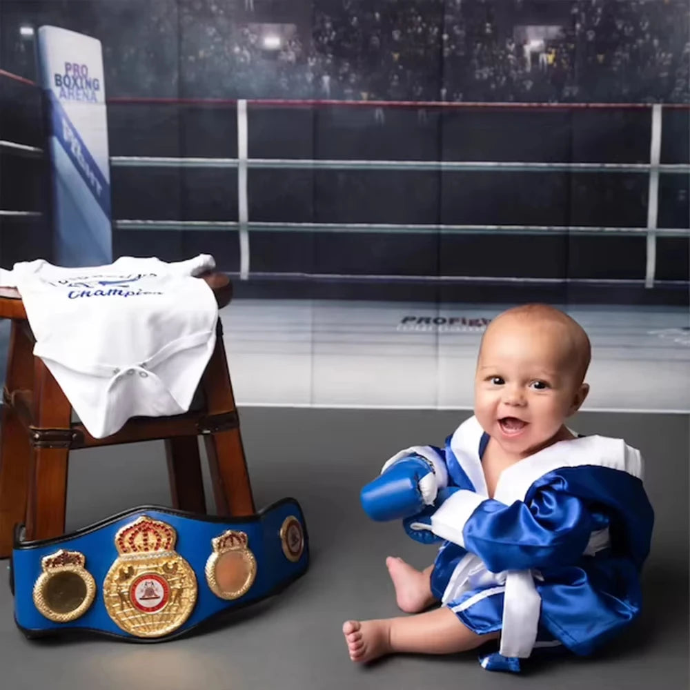Custom Name Baby Boxing Outfit Newborn Photography Props Infant Photoshoot Costume Studio Clothes Boxer Robe Shorts Set