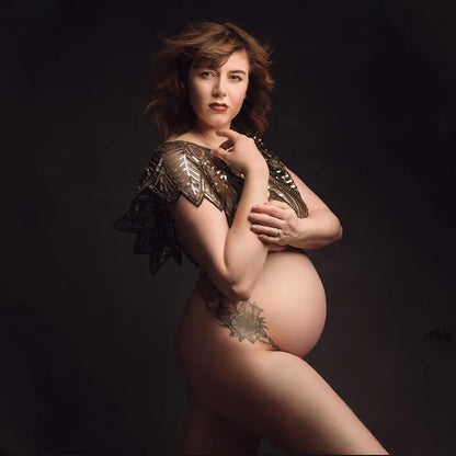 Maternity Sequins Tops Sequined Short Tanks See Through
