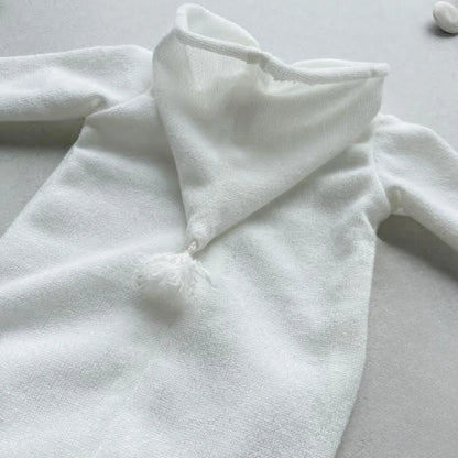 White Knitted Hooded Baby Romper Newborn Costume