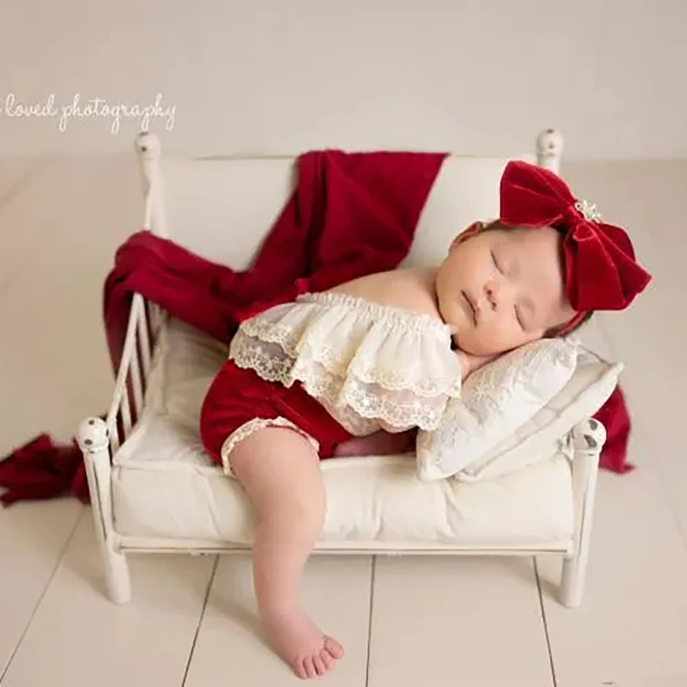 Newborn Baby Romper Set Velvet Christmas Studio Holiday