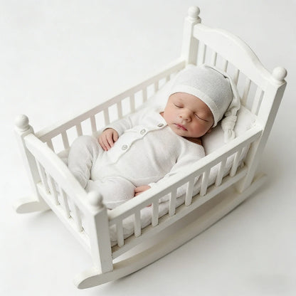 Newborn Baby White Long Sleeve Footed Romper Hat Costume