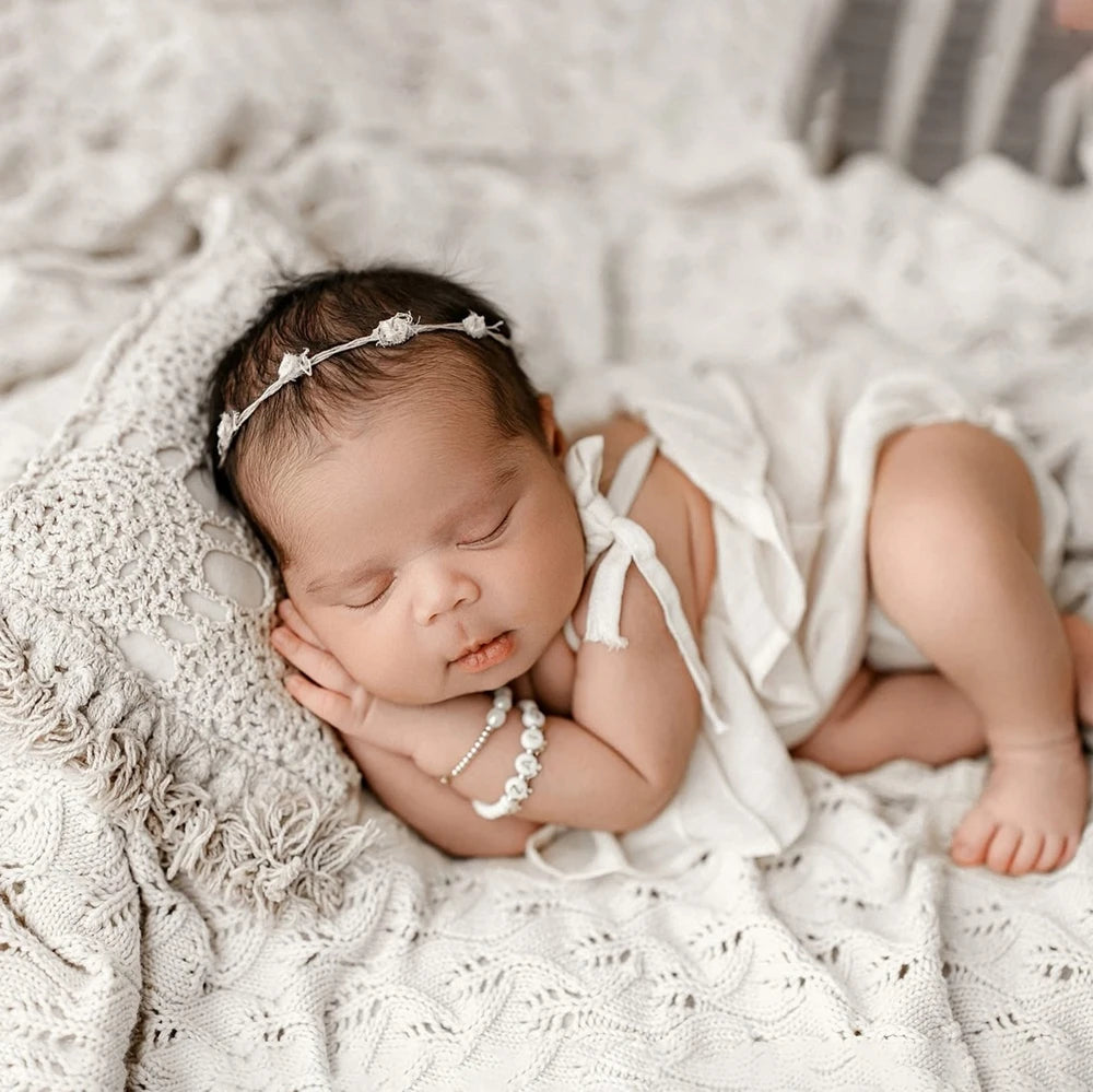 Baby Costume White Romper Newborn Girl Studio Soft Cotton Fabric
