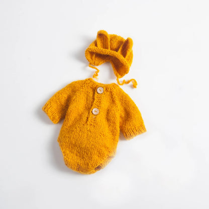Rabbit Knit Baby Set Photo Costume Bunny Hat Doll Newborn