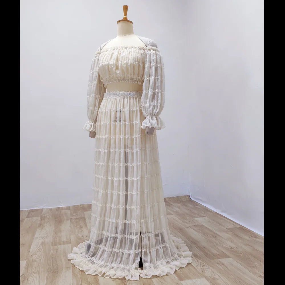 Maternity Dress Photoshoot Pleated Chiffon Gown Sexy Off Shoulder  Short Top Dress For Pregnant Women Baby Shower Dresses
