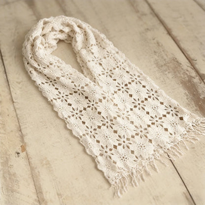 Beige Lace Crochet Floral Swaddle Blanket Baby Wrap Studio Soft Cotton Fabric