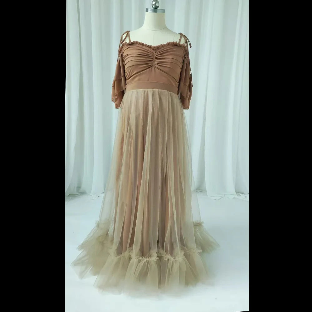 Maternity Elegant Two Piece Sling Chiffon Set Gown