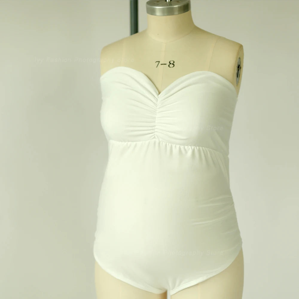 Maternity Strapless Stretchy Bodysuit Jumpsuit