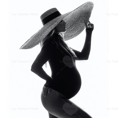Maternity Punk Style Extra Long Tassel Leather Gloves Black Hat Gown