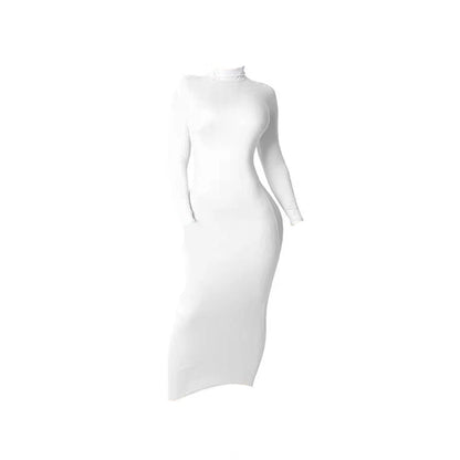 Maternity Elegant Elastic High Neck Slim Fit Dress