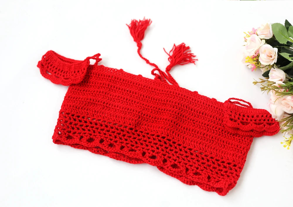 Maternity Knitted Bra Linen Cotton Three-layer Lace Boho Style Dress Two-piece Set