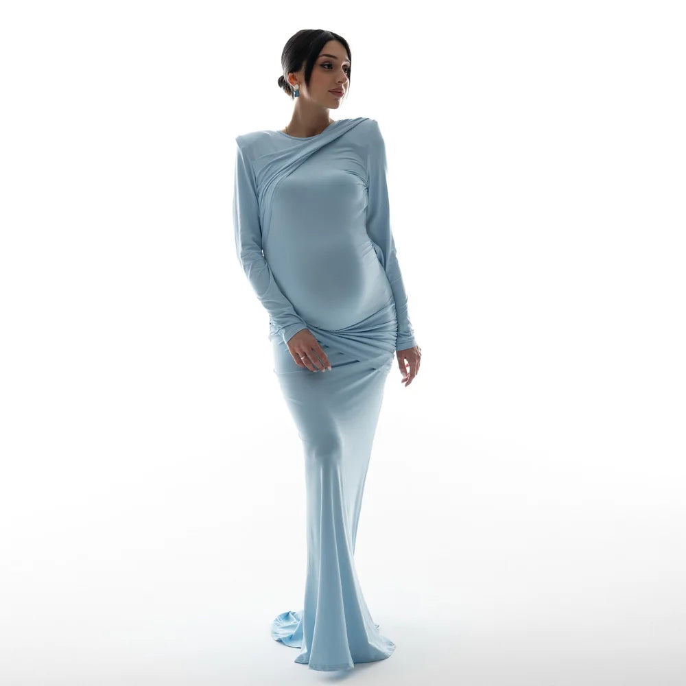 Maternity Dresses Photoshoot Backless Solid Color Dress Baby Shower Clothes For Pregnant Woman Evening Party Elegant Gown