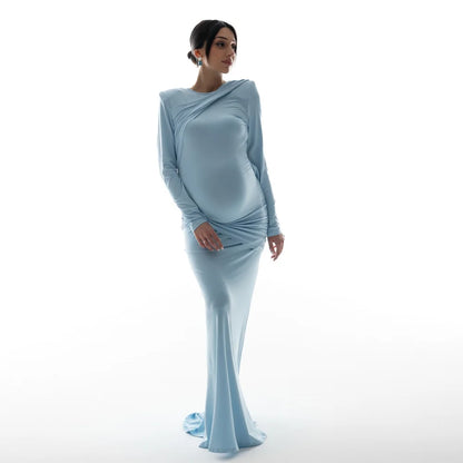 Maternity Photoshoot Dress | Maternity Dresses Photoshoot Backless Solid Color Dress Baby Shower Clothes For Pregnant Woman Evening Party Elegant Gown Studio Gown
