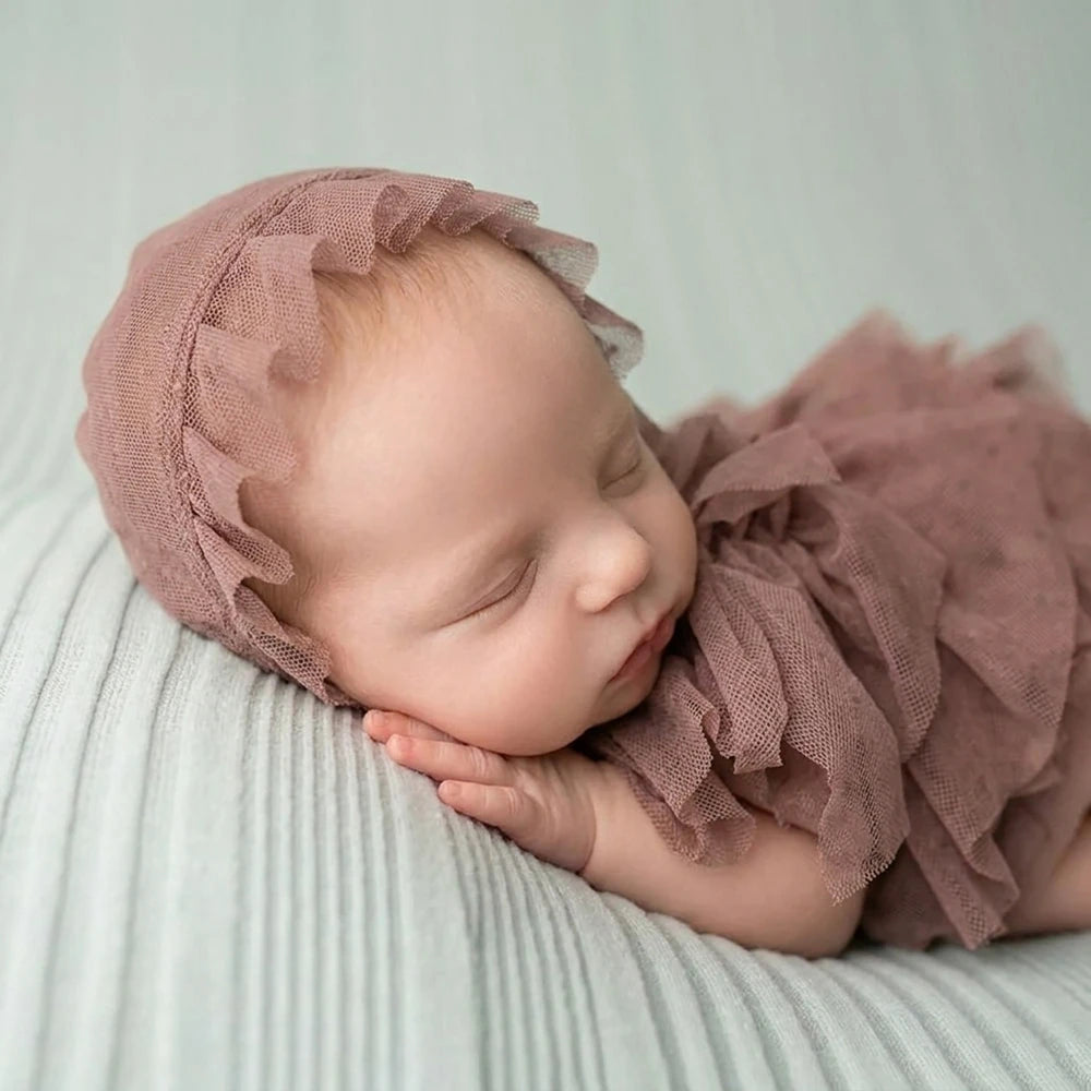 Newborn Lace Romper Long Sleeve Eyelash Bodysuit Backless Vintage Studio Costume