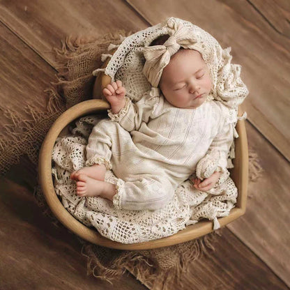 Lace Romper Bow Headband Baby Girl Costume Boutique Set