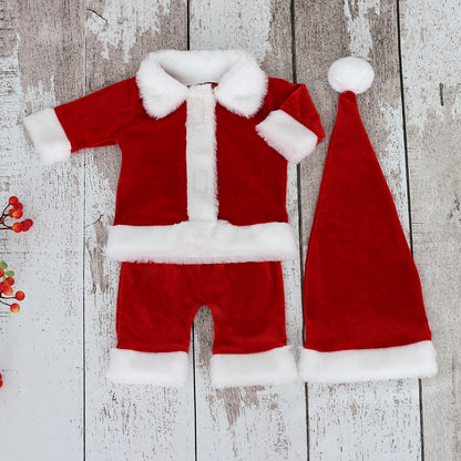Christmas Newborn Santa Velvet Romper Hat Holiday Costume Photo Boutique Baby