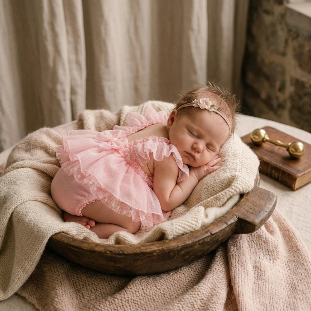 Baby Pink Tulle Ruffle Romper Onesie Princess