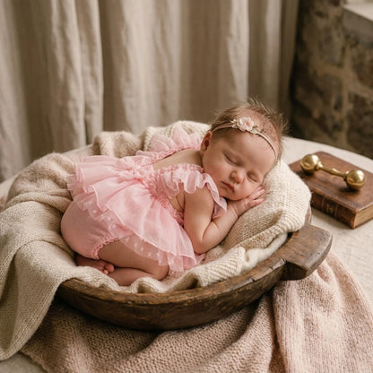 Baby Pink Tulle Ruffle Romper Onesie Princess