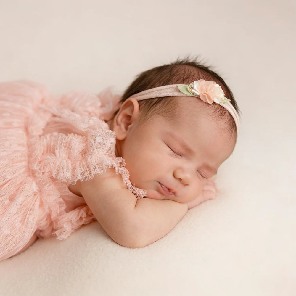 Polka Dot Tulle Tutu Dress Ruffle Shoulder Baby Girl Newborn Newborn Set