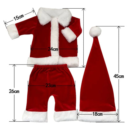Christmas Newborn Santa Velvet Romper Hat Holiday Costume Photo Boutique Baby