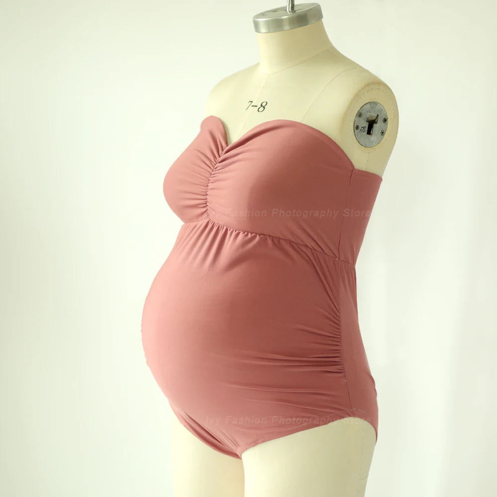 Maternity Strapless Stretchy Bodysuit Jumpsuit