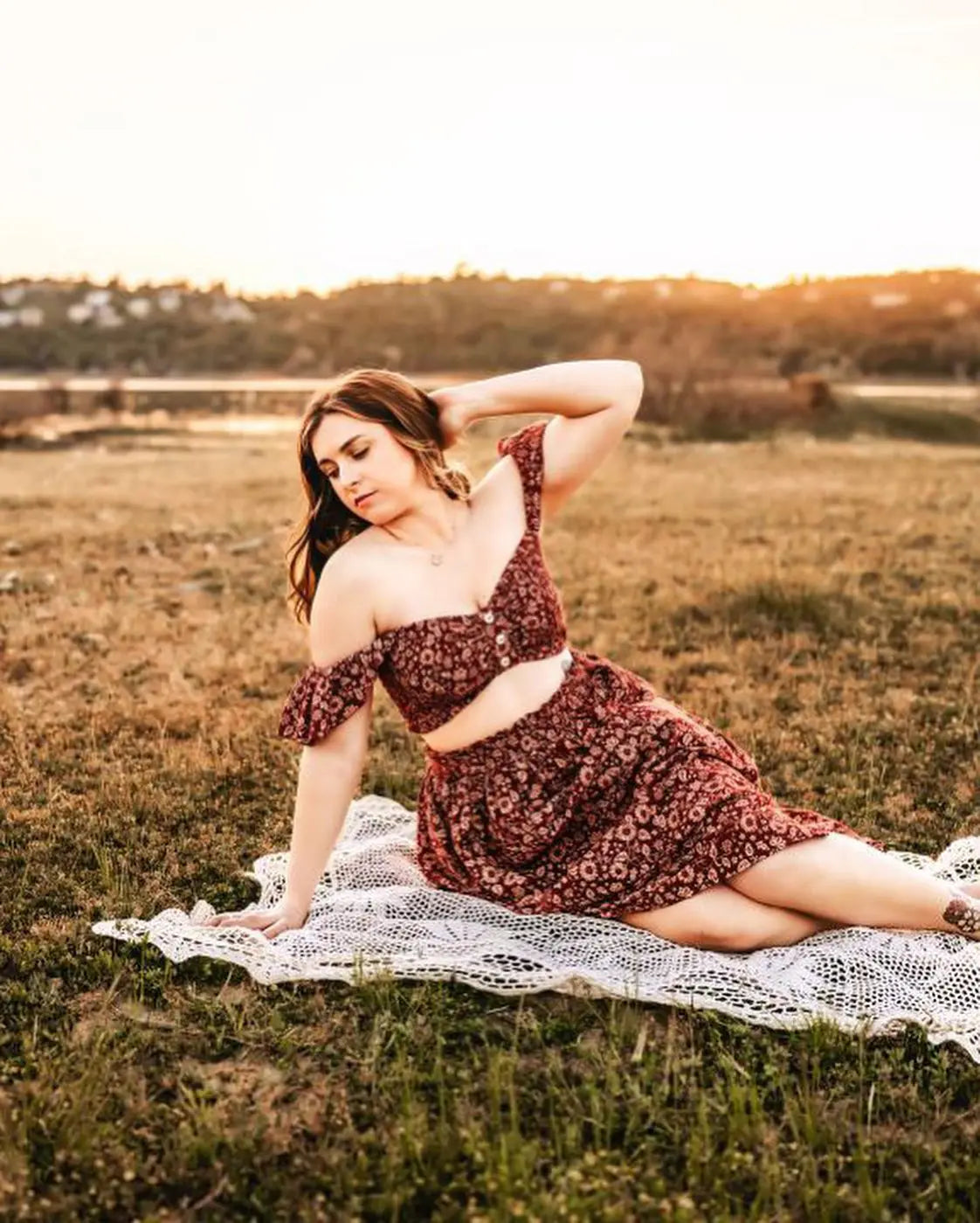Cotton Maternity Photography Dresses Minimally Printed Cotton Maternity Two-Piece Set Bohemian Photo Shooting Pregnancy Dress