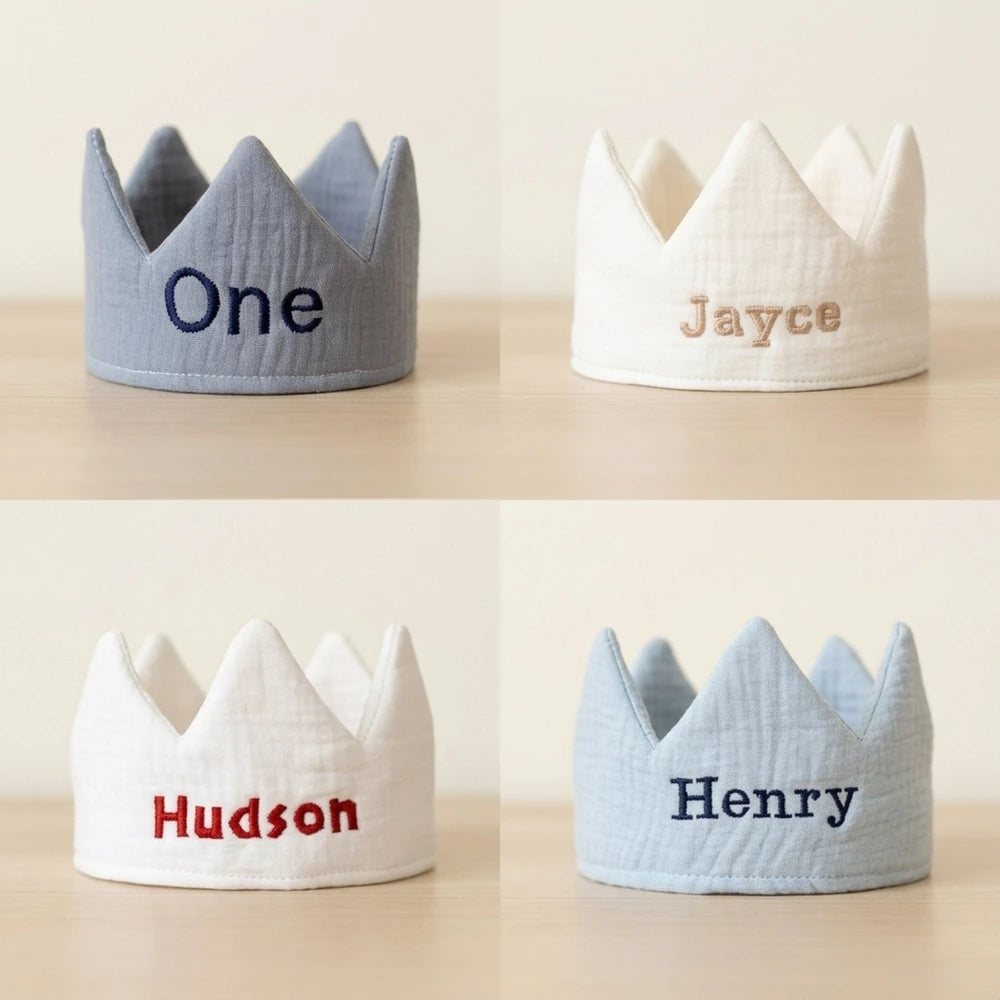Custom Name Embroidery Baby Crown 1st Birthday Party Hat