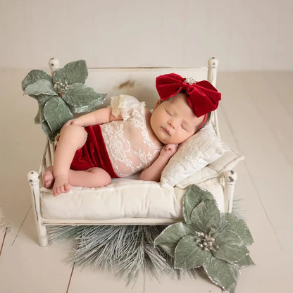 Newborn Baby Romper Set Velvet Christmas Studio Holiday