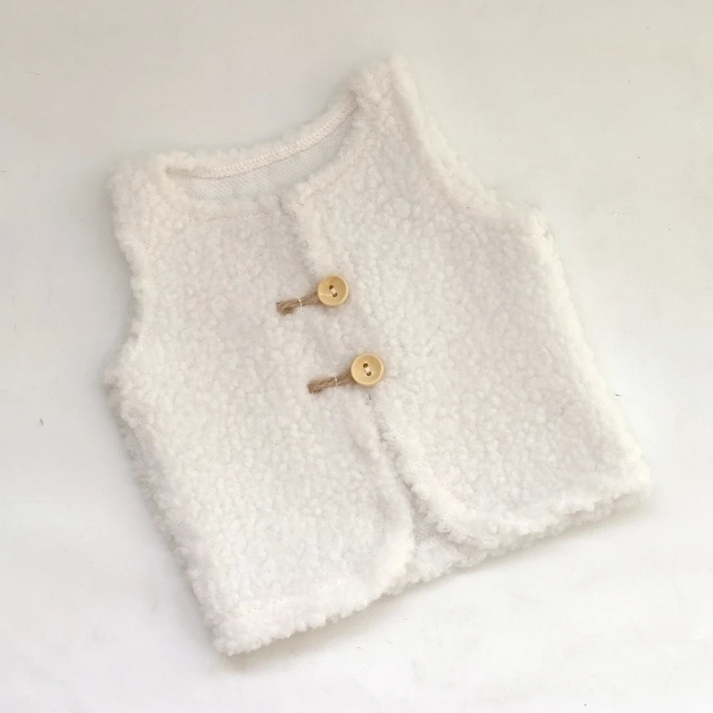 Plush Fleece Vest Newborn Baby Photo 100 Days Soft Knit Sleeveless Newborn Set
