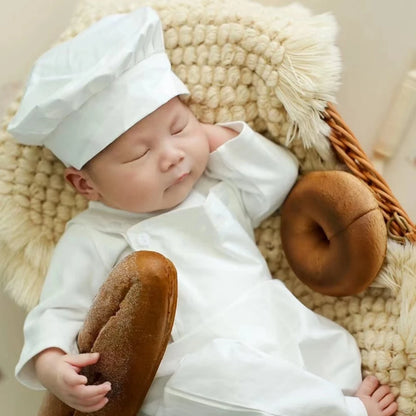 Newborn Baby Chef Costume Set Overalls Hat Black White Role Play Months