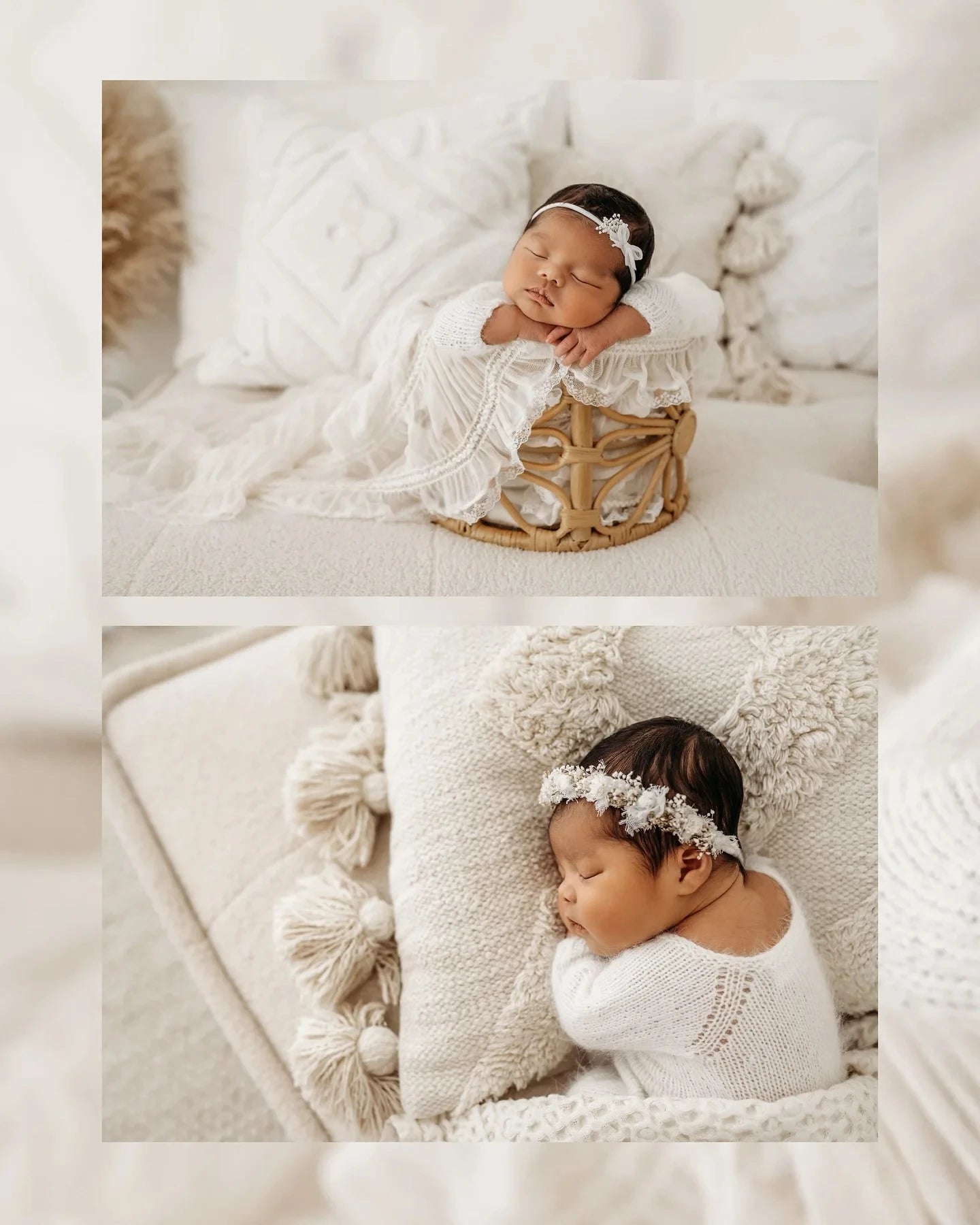 Soft White Chiffon Lace Blanket High-quality Basket Filling Newborns Background
