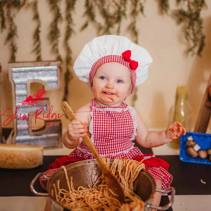 Newborn Baby Chef Set Apron Hat Cooking Smash Photo Studio Costume