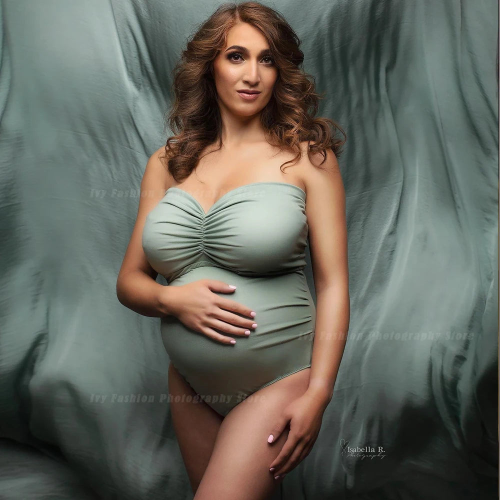 Maternity Strapless Stretchy Bodysuit Jumpsuit