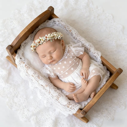 White Lace Ruffle Romper Baby Off Shoulder Bodysuit Girl Vintage
