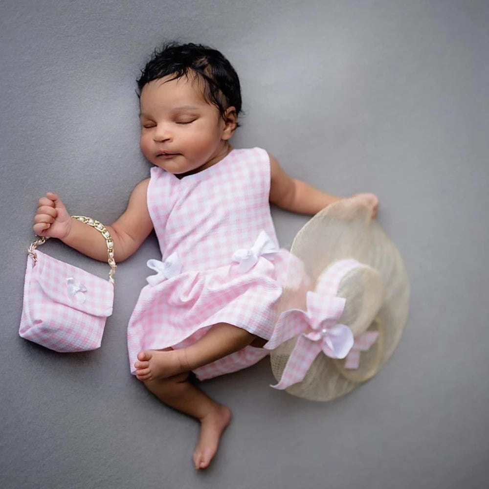 Gingham Romper Pink Plaid Dress Studio Baby Girl Fotografia Clothing