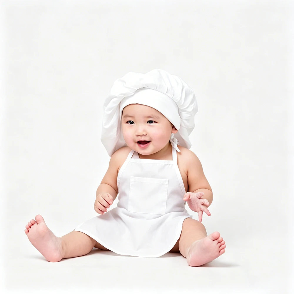 Baby Chef Hat Apron Set White Costume