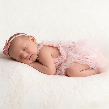 Baby Girl Pink Lace Ruffle Romper Princess