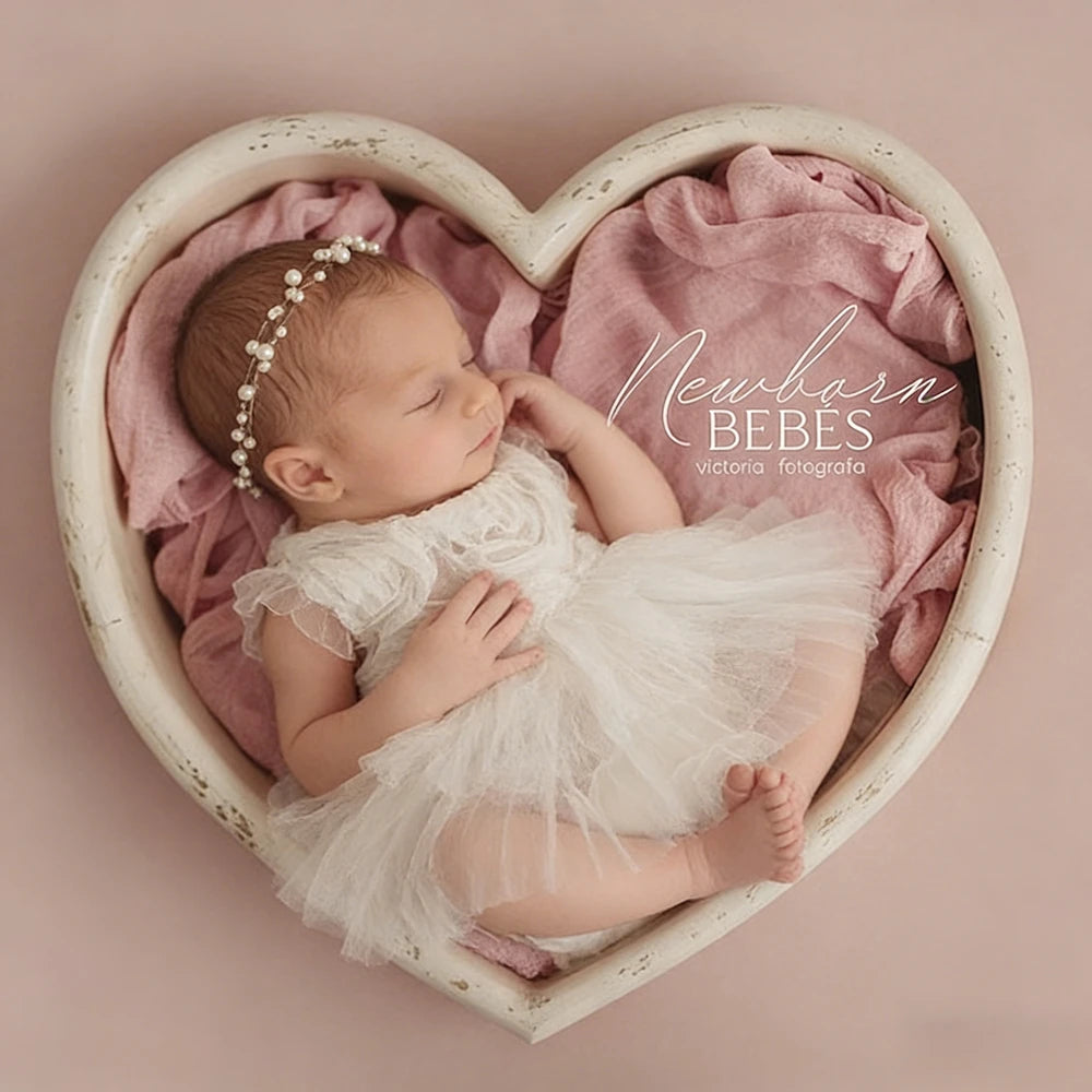 Baby Girl White Tutu Dress Ruffle Lace Tulle Skirt Pearl Flower Embellished Newborn Set