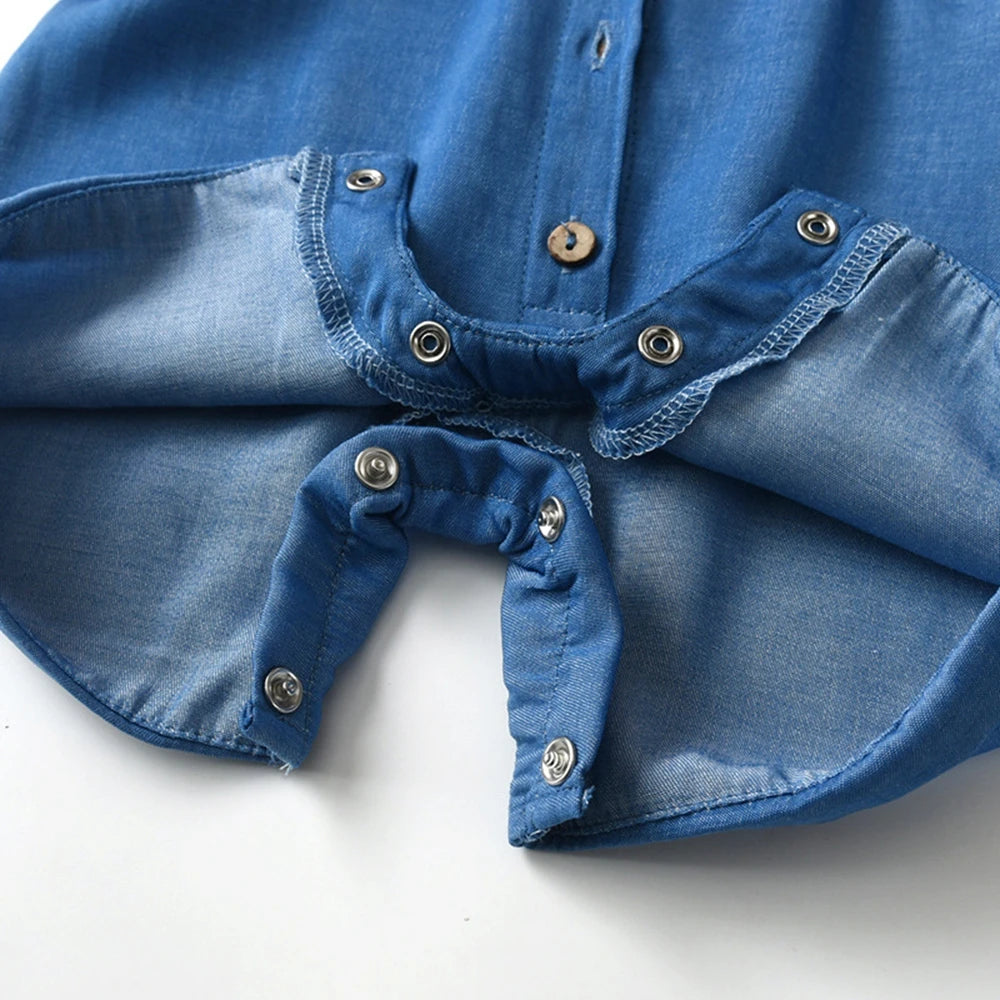 Newborn Photo Baby Girl Blue Ruffle Denim Romper Bunny Headband Set Soft