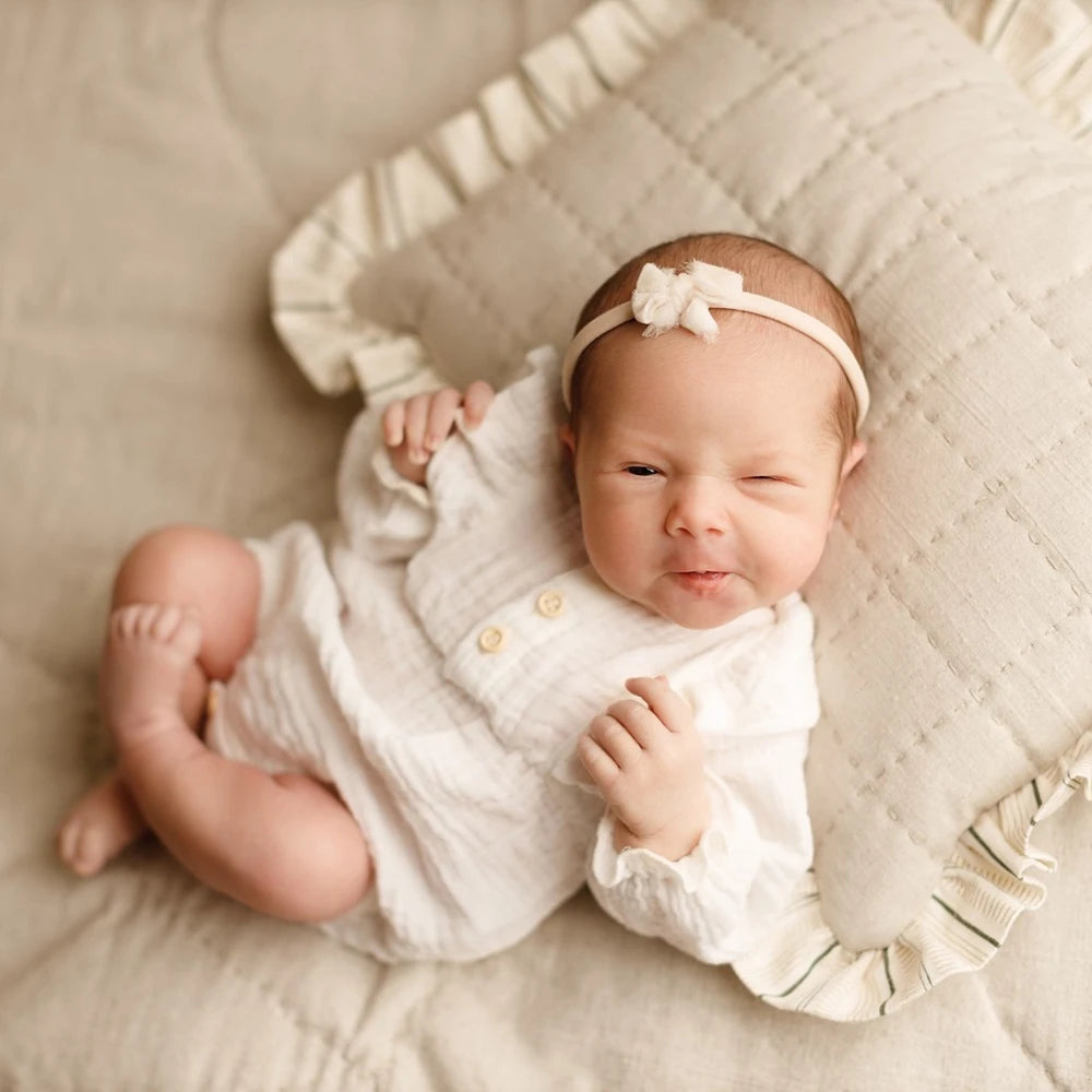 Baby Girl Double Layer Lace Romper Vintage Muslin Cotton
